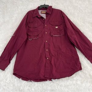 Rock Point Fishing Shirt Men’s 2XL Burgundy 100% Cotton